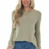 Easel Vintage Sage Long Sleeve Crew Neck Top Tops 1 Easel Vintage Sage Long Sleeve Crew Neck Top Tops