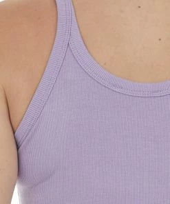 La Miel Violet Ribbed Knit Scoop Neck Tank Top Tops