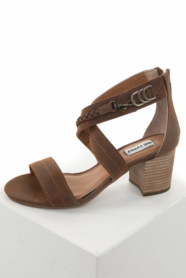 Brand Headquarters Walnut Criss Cross Strap Block Heel With Braided Detail Shoes 3 Brand Headquarters Walnut Criss Cross Strap Block Heel With Braided Detail Shoes