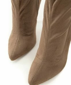 Legend Footwear Walnut Faux Suede Stiletto Heel Booties