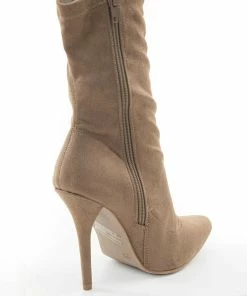 Legend Footwear Walnut Faux Suede Stiletto Heel Booties