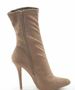Legend Footwear Walnut Faux Suede Stiletto Heel Booties