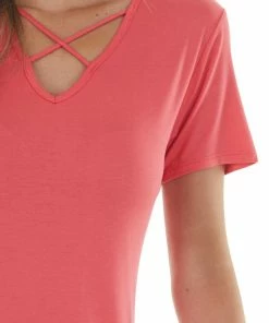 HEIMISH Dresses Watermelon Criss Cross V Neck Knit Maxi Dress