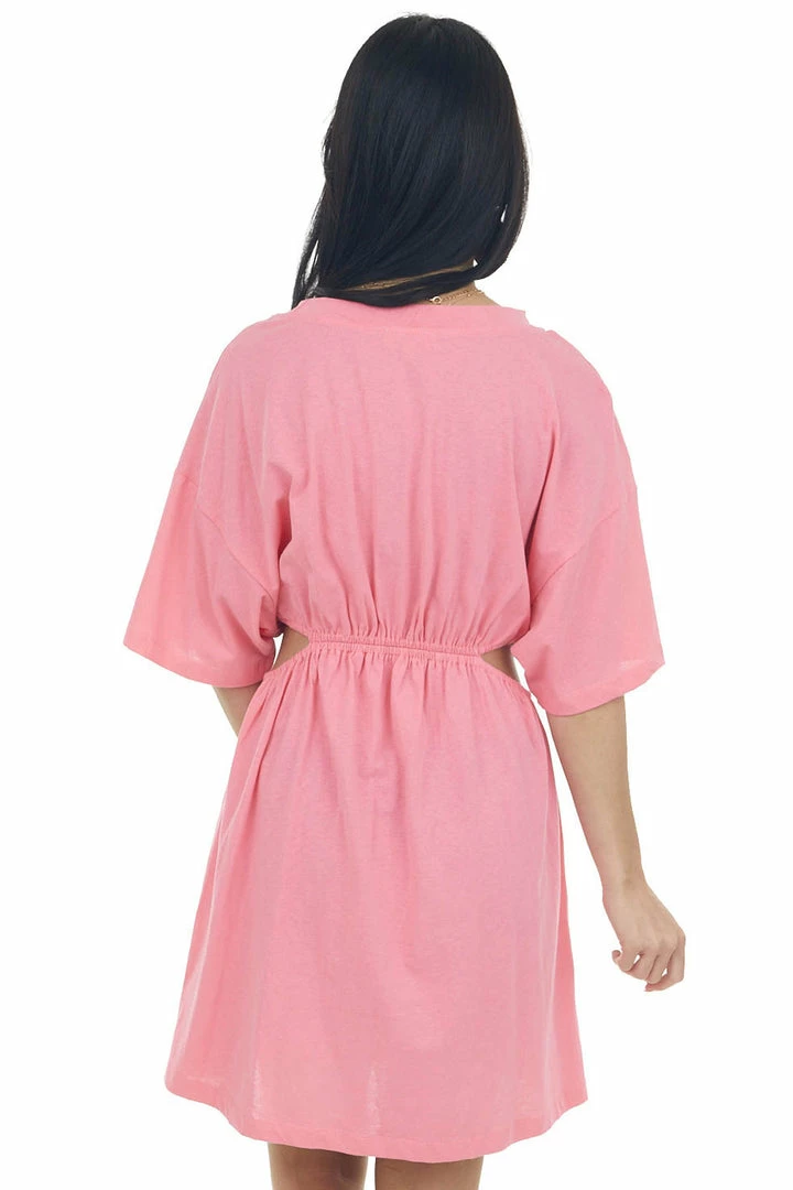 Umgee Watermelon Waist Cut Out Short Sleeve Knit Dress Dresses 7 Umgee Watermelon Waist Cut Out Short Sleeve Knit Dress Dresses