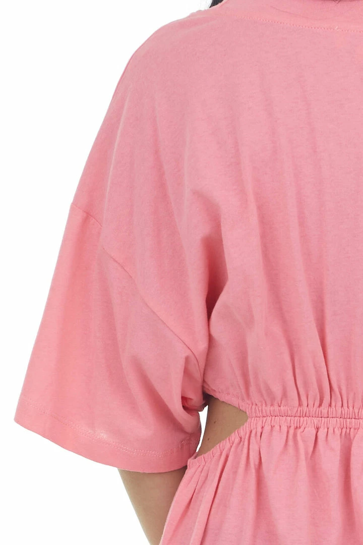 Umgee Watermelon Waist Cut Out Short Sleeve Knit Dress Dresses 8 Umgee Watermelon Waist Cut Out Short Sleeve Knit Dress Dresses