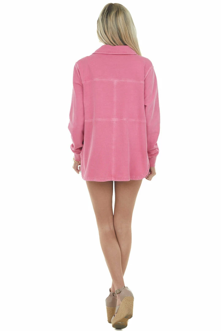 143 Story Watermelon Washed French Terry Shirt Jacket 9 143 Story Watermelon Washed French Terry Shirt Jacket