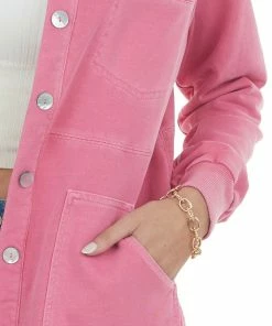 143 Story Watermelon Washed French Terry Shirt Jacket 22 143 Story Watermelon Washed French Terry Shirt Jacket