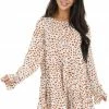 Umgee White And Caramel Cheetah Print Tiered Dress With Frayed Hem Dresses