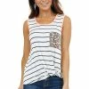 American Chic White And Navy Striped Tank Top With Leopard Print Pocket 1 American Chic White And Navy Striped Tank Top With Leopard Print Pocket