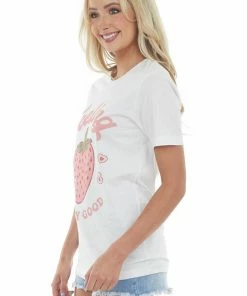 A. Blush Tops White 'Feeling Berry Good' Graphic Tee Shirt