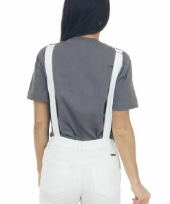 KanCan Dresses White High Rise Cuffed Hem Overall Shorts