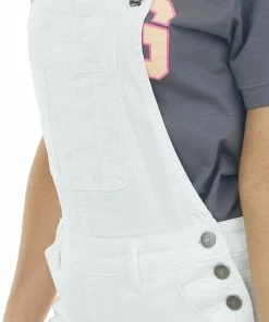 KanCan Dresses White High Rise Cuffed Hem Overall Shorts