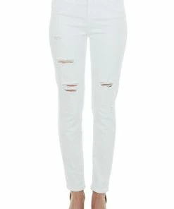 Special A White High Rise Distressed Skinny Jeans Bottoms