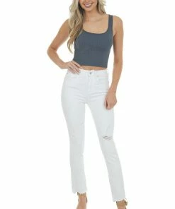 Special A White High Rise Raw Hem Relaxed Skinny Jeans Bottoms