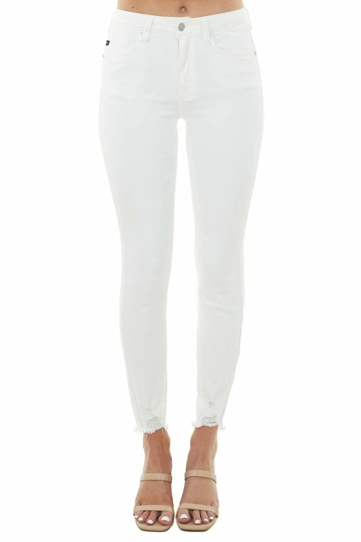 KanCan White High Rise Skinny Jeans With Distressed Hem 3 KanCan White High Rise Skinny Jeans With Distressed Hem