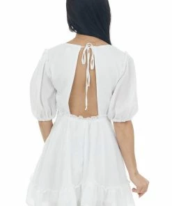 HYFVE White Lace Waist Puff Sleeve Mini Dress 14 HYFVE White Lace Waist Puff Sleeve Mini Dress