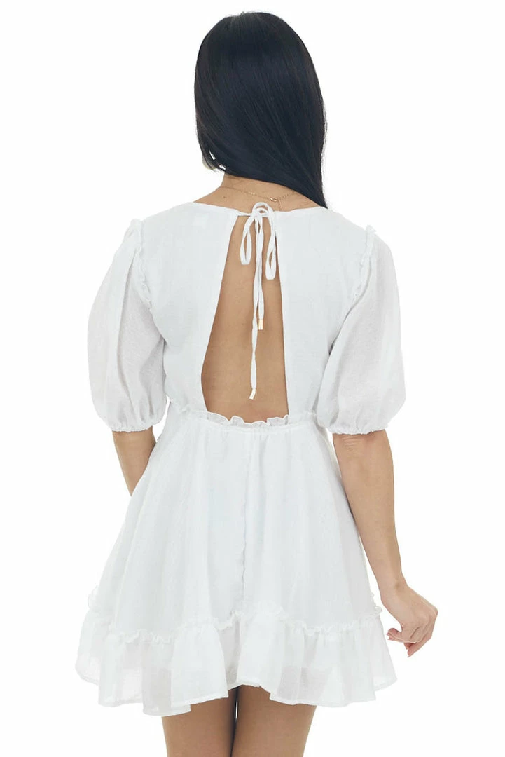 HYFVE White Lace Waist Puff Sleeve Mini Dress 8 HYFVE White Lace Waist Puff Sleeve Mini Dress