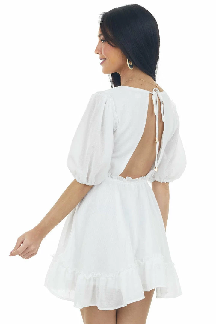 HYFVE White Lace Waist Puff Sleeve Mini Dress 7 HYFVE White Lace Waist Puff Sleeve Mini Dress