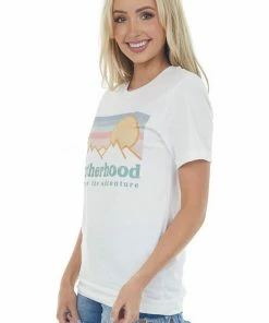 A. Blush White 'Motherhood' Mountain Graphic Tee