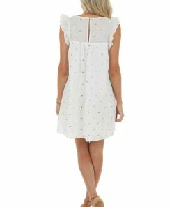 Lush Clothing Dresses White Polka Dot Ruffle Cap Sleeve Babydoll Woven Mini Dress 24 Lush Clothing Dresses White Polka Dot Ruffle Cap Sleeve Babydoll Woven Mini Dress