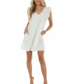 Lush Clothing Dresses White Polka Dot Ruffle Cap Sleeve Babydoll Woven Mini Dress 20 Lush Clothing Dresses White Polka Dot Ruffle Cap Sleeve Babydoll Woven Mini Dress