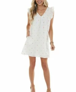 Lush Clothing Dresses White Polka Dot Ruffle Cap Sleeve Babydoll Woven Mini Dress 21 Lush Clothing Dresses White Polka Dot Ruffle Cap Sleeve Babydoll Woven Mini Dress