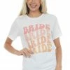 A. Blush White Retro 'Bride' Short Sleeve Graphic Tee Tops