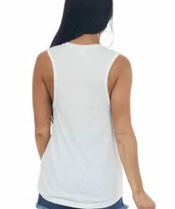 Blume+Co Tops White Retro Rainbow 'Beer & Sunshine' Tank Top 16 Blume+Co Tops White Retro Rainbow 'Beer & Sunshine' Tank Top