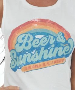 Blume+Co Tops White Retro Rainbow 'Beer & Sunshine' Tank Top 17 Blume+Co Tops White Retro Rainbow 'Beer & Sunshine' Tank Top