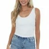 By Together White Seamless Solid Scoop Neck Knit Tank Top