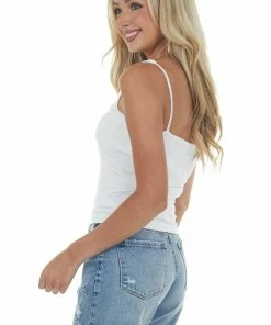 By Together White Seamless Solid Scoop Neck Knit Tank Top