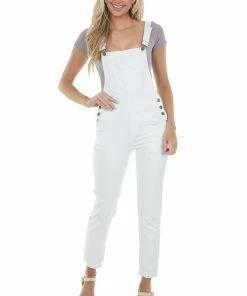 KanCan White Skinny Leg Chest Pocket Denim Overalls Dresses 12 KanCan White Skinny Leg Chest Pocket Denim Overalls Dresses