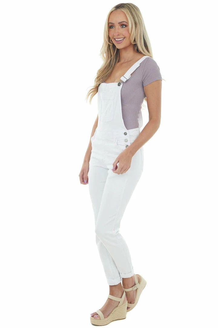 KanCan White Skinny Leg Chest Pocket Denim Overalls Dresses 7 KanCan White Skinny Leg Chest Pocket Denim Overalls Dresses