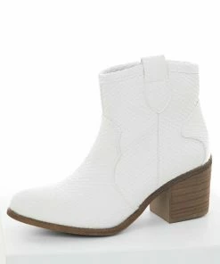 Chinese Laundry White Snake Texture Western Style Booties Shoes