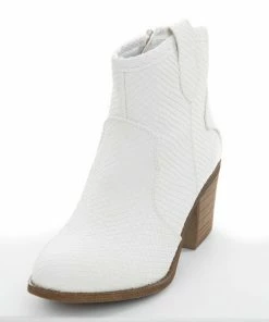 Chinese Laundry White Snake Texture Western Style Booties Shoes