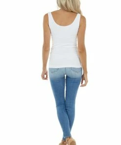 Nikibiki Tops White Tank Top With Dual Neckline