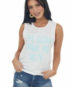 Blume+Co White 'The Ocean Made Me Salty' Tank Top