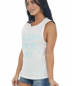 Blume+Co White 'The Ocean Made Me Salty' Tank Top